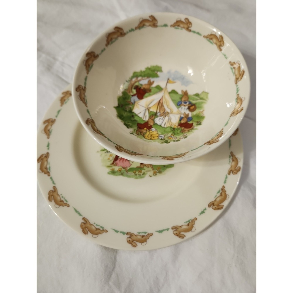 Vintage Royal Doulton "Bunnykins" Bone China Bowl And 8-in Plate Set